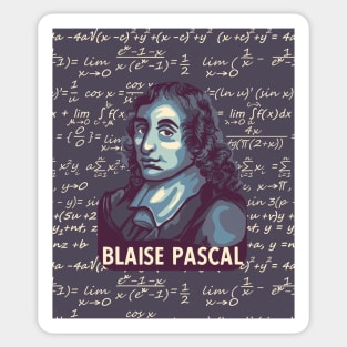 Blaise Pascal Portrait With Mathematics Sticker